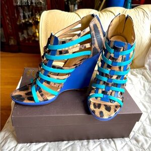 Roberto Cavalli Electric Blue Platform Sandals